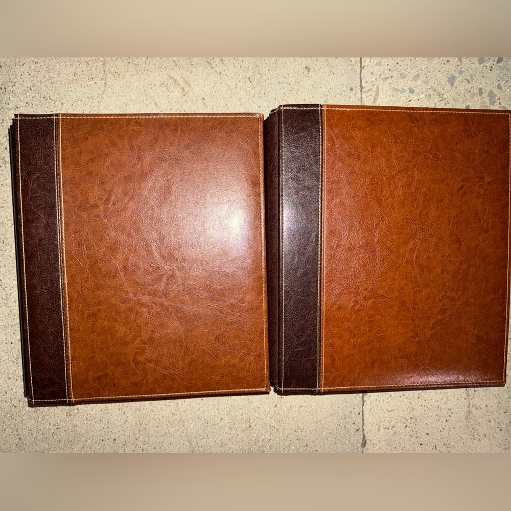 Brown Leather-Look Home Office Binder with Dark Brown Spine